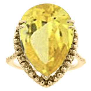 Big Pear Cut Yellow CZ Diamond Stone Diamond Ring In Yellow Gold