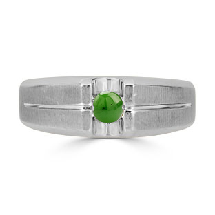 Mens Jade Ring - Solitaire Jade Men's Ring In Silver