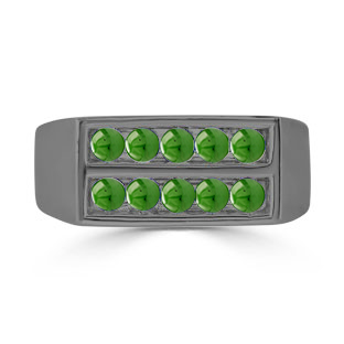 Mens Jade Stone Ring - 10 Stone Jade Men's Ring In Black Gold