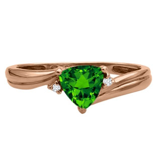 Trillion Cut Emerald Birthstone Diamond Rose Gold Ring