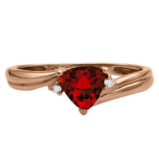 Trillion Cut Garnet Birthstone Diamond Rose Gold Ring