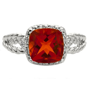 Cushion Cut Ruby July Gemstone White Gold Diamond Braided Ring