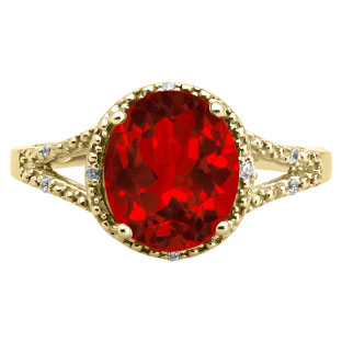 Simple Oval Cut Ruby Diamond Yellow Gold Ring For Women