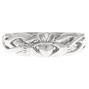 Irish Claddagh Wedding Band Set In Sterling Silver For Men
