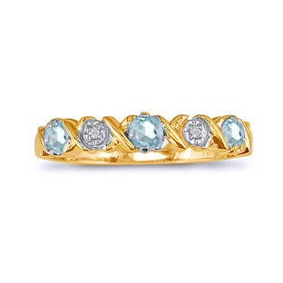 Aquamarine and Diamond Yellow Gold Band Ring