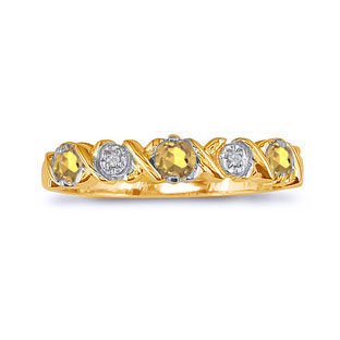 Citrine and Diamond Yellow Gold Band Ring