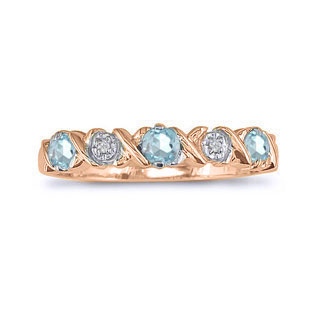 Aquamarine and Diamond Rose Gold Band Ring