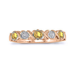Citrine and Diamond Rose Gold Band Ring
