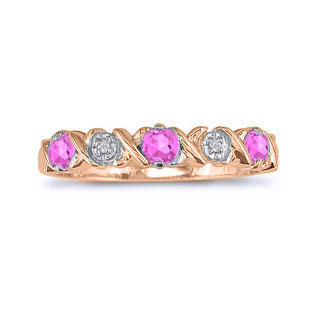 Pink Sapphire and Diamond Rose Gold Band Ring