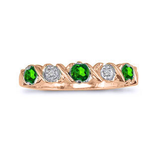 Emerald and Diamond Rose Gold Band Ring