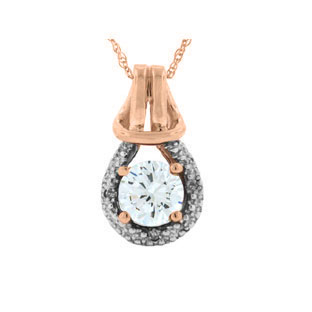 Rose Gold Diamond White Topaz Gemstone Love Knot Pendant
