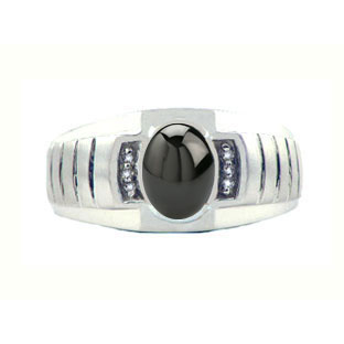 Diamond and Black Onyx White Gold Ring For Men