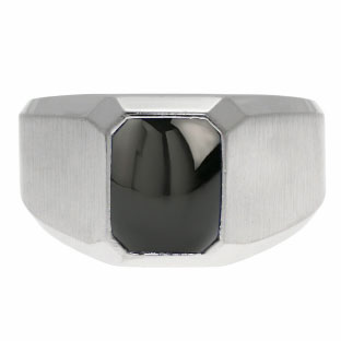Emerald-Cut Black Onyx Gemstone Custom Ring For Men In White Gold