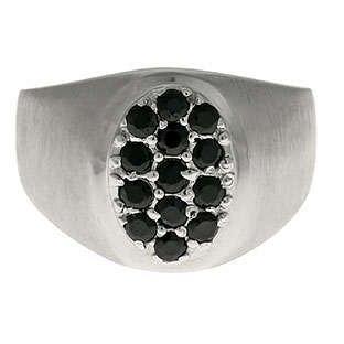 Men's Sterling Silver Black Sapphire Ring