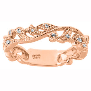 Rose Gold .12 CT TW Diamond Flower Ring