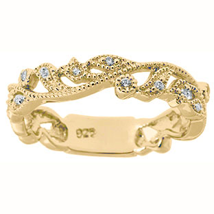 Yellow Gold .12 CT TW Diamond Flower Ring