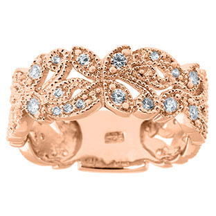 Rose Gold .77 CT TW Diamond Floral Ring