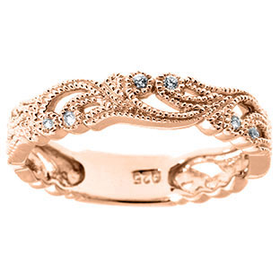 Floral Jewelry - Rose Gold .18 CT TW Diamond Flower Ring