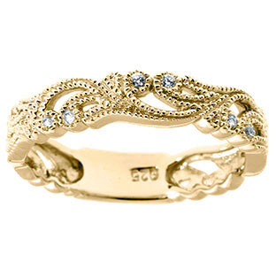 Floral Jewelry - Yellow Gold .18 CT TW Diamond Flower Ring