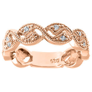Diamond Jewelry - Rose Gold .16 CT TW Diamond Flower Ring