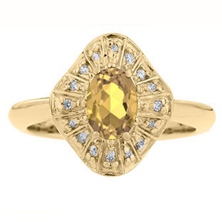 Diamond Citrine Birthstone Ballerina Ring In Yellow Gold