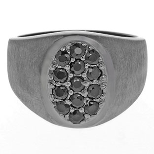 Men's Black Sapphire Gemstone Ring In Black Rhodium Plated White Gold