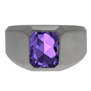 Emerald-Cut Amethyst Custom Ring For Men In Black Rhodium Plated White Gold