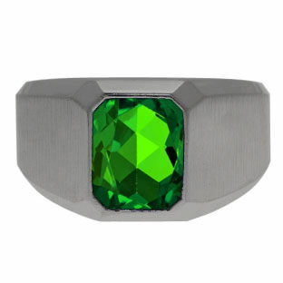 Emerald-Cut Emerald Custom Ring For Men In Black Rhodium Plated White Gold