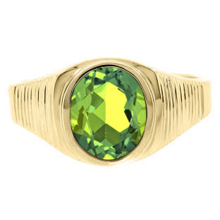 Men's Oval-Cut Peridot Gemstone Simple Yellow Gold Ring