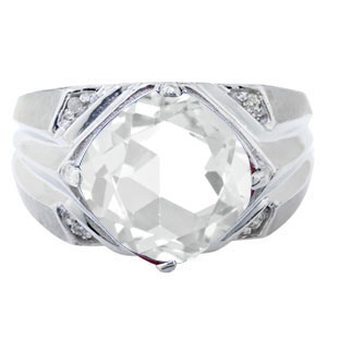 Sterling Silver Men's Large CZ and Diamond Ring