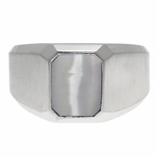 Emerald-Cut Cat Eye Gemstone Custom Ring For Men In Sterling Silver