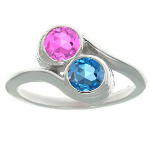 Custom Two-Stone Birthstone Ring In White Gold