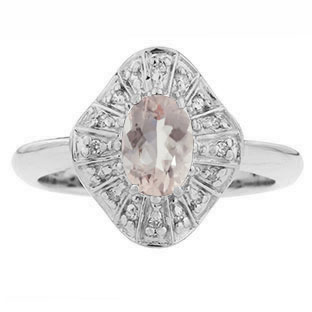Diamond Morganite Birthstone Ballerina Ring In Sterling Silver