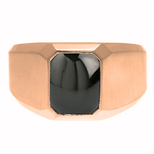 Emerald-Cut Black Onyx Gemstone Custom Ring For Men In Rose Gold
