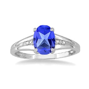 Sterling Silver Oval Cut Tanzanite Diamond Ring