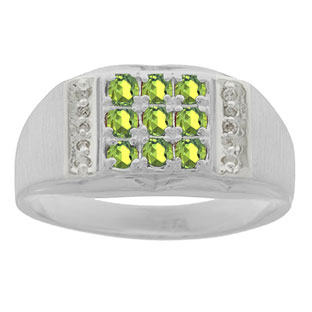 Men's Diamond and Sterling Silver Peridot Ring