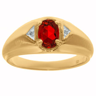 Yellow Gold Diamond & Ruby Ring For Men