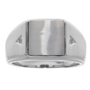 Square Grey Cat Eye and Diamond Ring In White Gold For Men