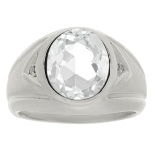 White Topaz Ring - Men's Diamond White Topaz Sterling Silver Ring