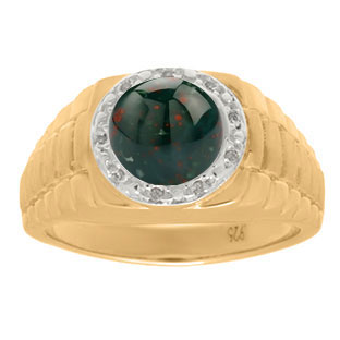 Men's Diamond and Bloodstone Ring in Yellow Gold