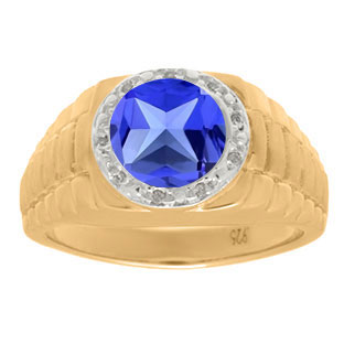 Men's Diamond and Tanzanite Ring in Yellow Gold
