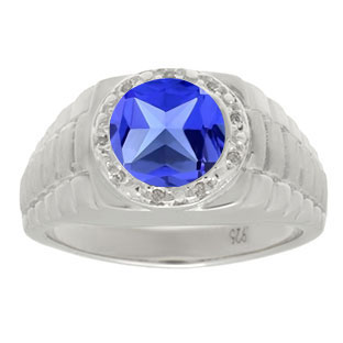 Men's Diamond and Tanzanite Ring in Sterling Silver