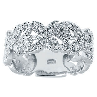 Sterling Silver .77 CT TW Diamond Floral Ring