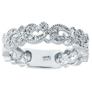 .32 CT TW Diamond Floral Ring In Sterling Silver