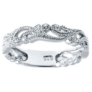 Floral Jewelry - Sterling Silver .18 CT TW Diamond Flower Ring