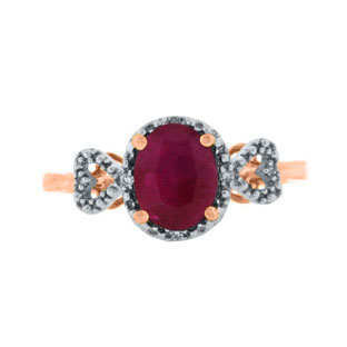 Diamond Oval Ruby July Gemstone Rose Gold Ring