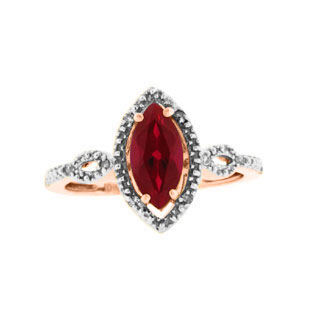 Diamond Marquise Cut Ruby July Birthstone Rose Gold Ring