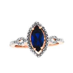 Diamond Marquise Cut Sapphire September Birthstone Rose Gold Ring