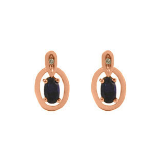 Rose Gold Oval-Cut Sapphire and Diamond Earrings
