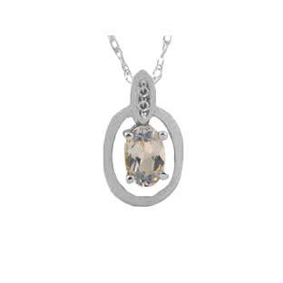 Sterling Silver Oval-Cut Aquamarine and Diamond Pendant